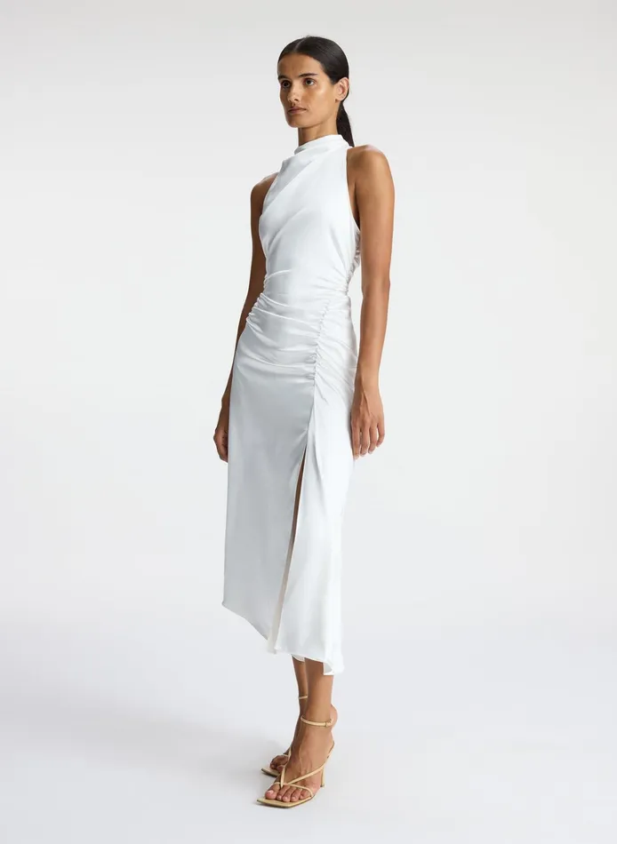 Women Dresses ALC Inez Satin Midi Dress Whisper White