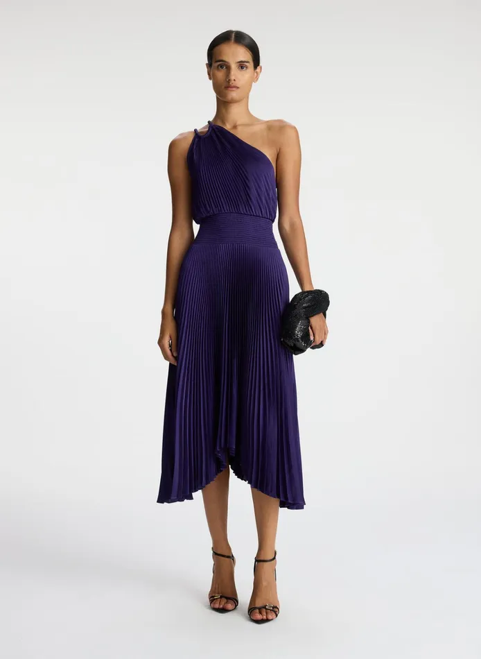 Women Dresses ALC Ruby Satin Pleated Dress Purple