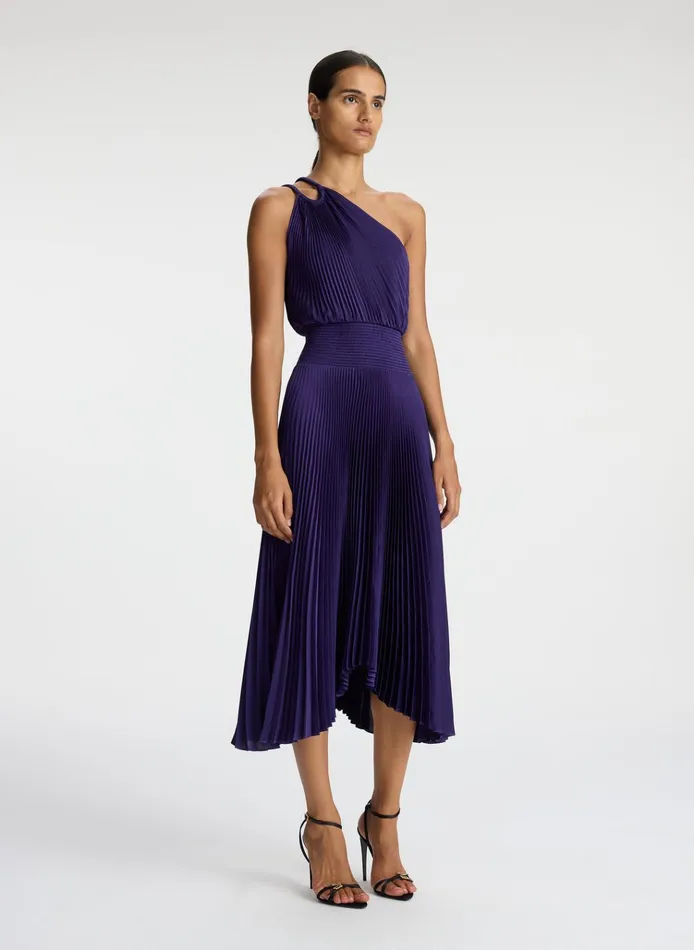 Women Dresses ALC Ruby Satin Pleated Dress Purple