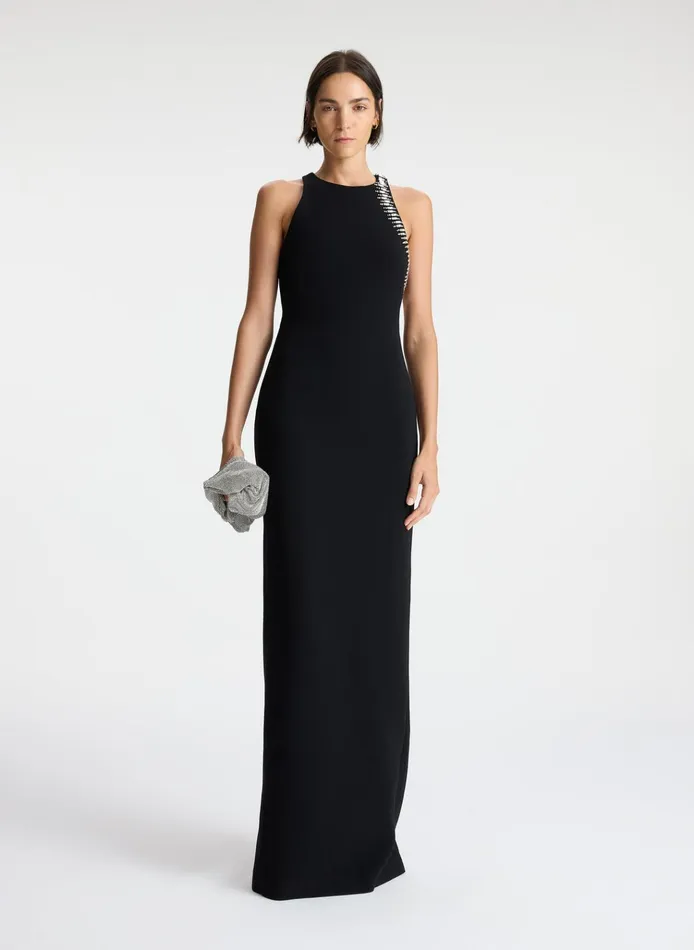 Women Dresses ALC Skyler Embellished Open Back Dress Black