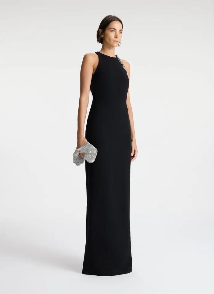 Women Dresses ALC Skyler Embellished Open Back Dress Black