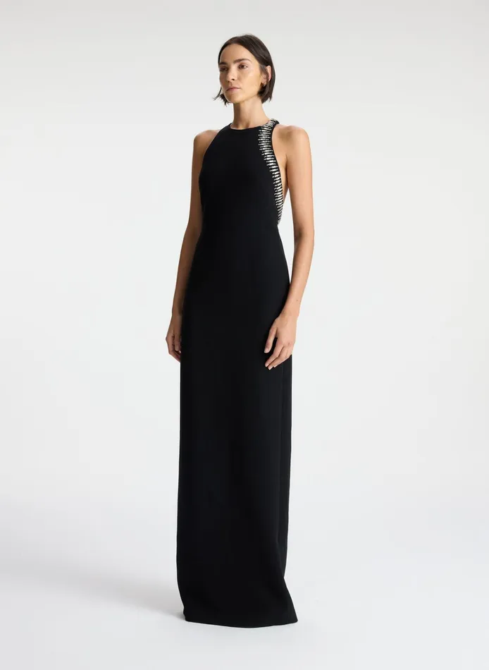 Women Dresses ALC Skyler Embellished Open Back Dress Black