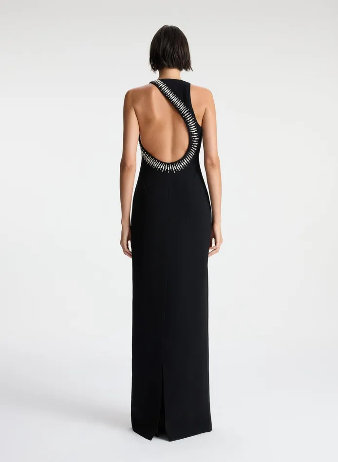 Women Dresses ALC Skyler Embellished Open Back Dress Black