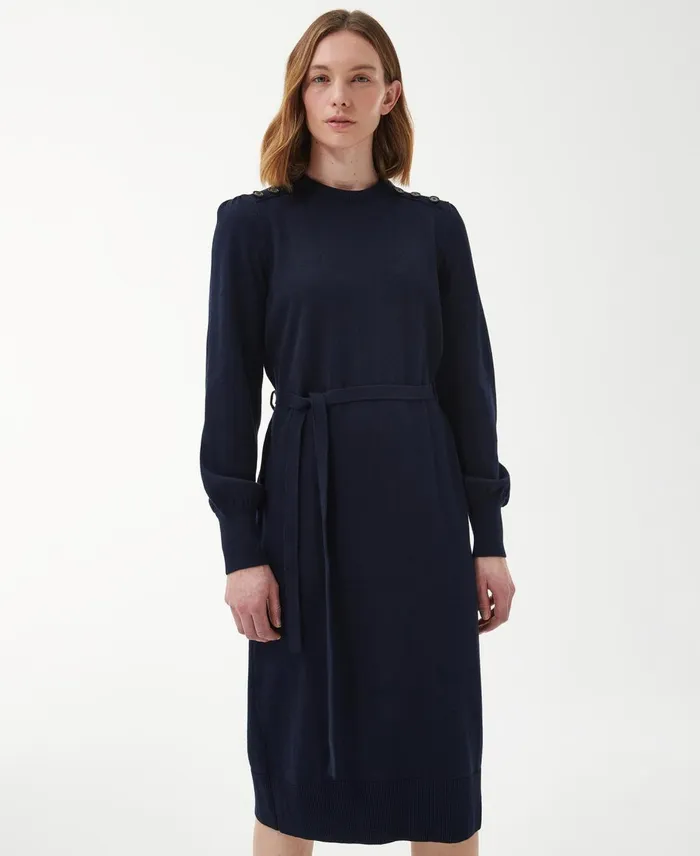 Women Dresses and Skirts Barbour Perch Knitted Midi Dress Classic Navy