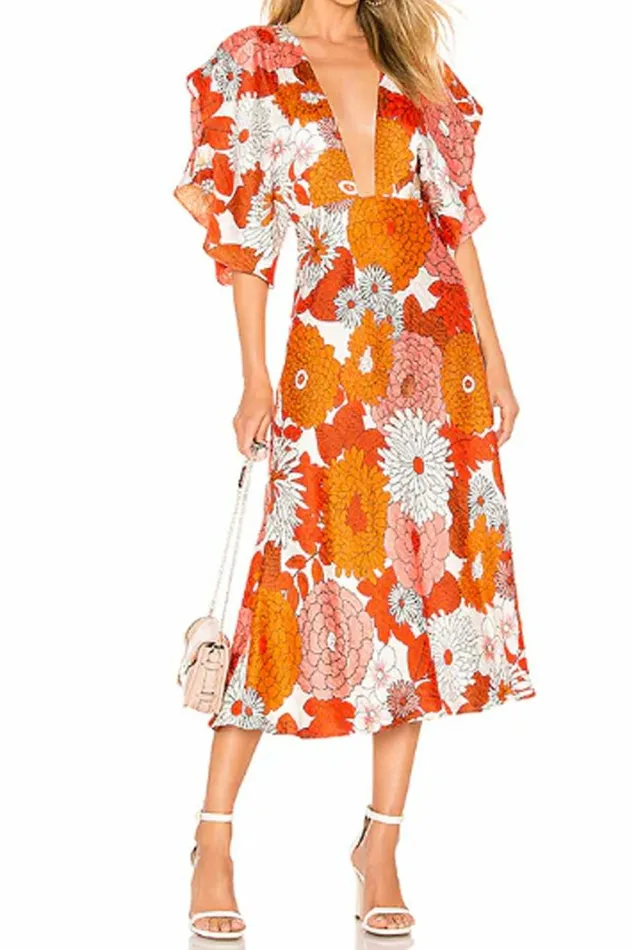 Women Dresses DODO BAR OR Bernadete Dress Loren Orange Print Women Dresses DODO BAR OR Bernadete Dress Loren Orange Print