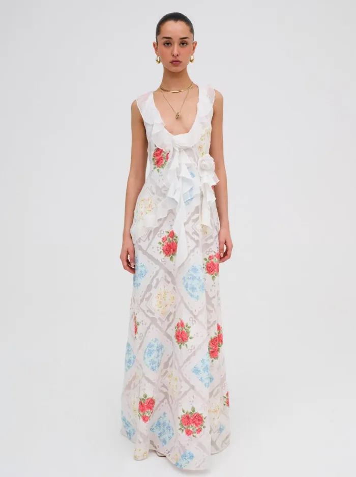 Women Dresses For Love and Lemons Aviana Maxi Dress White