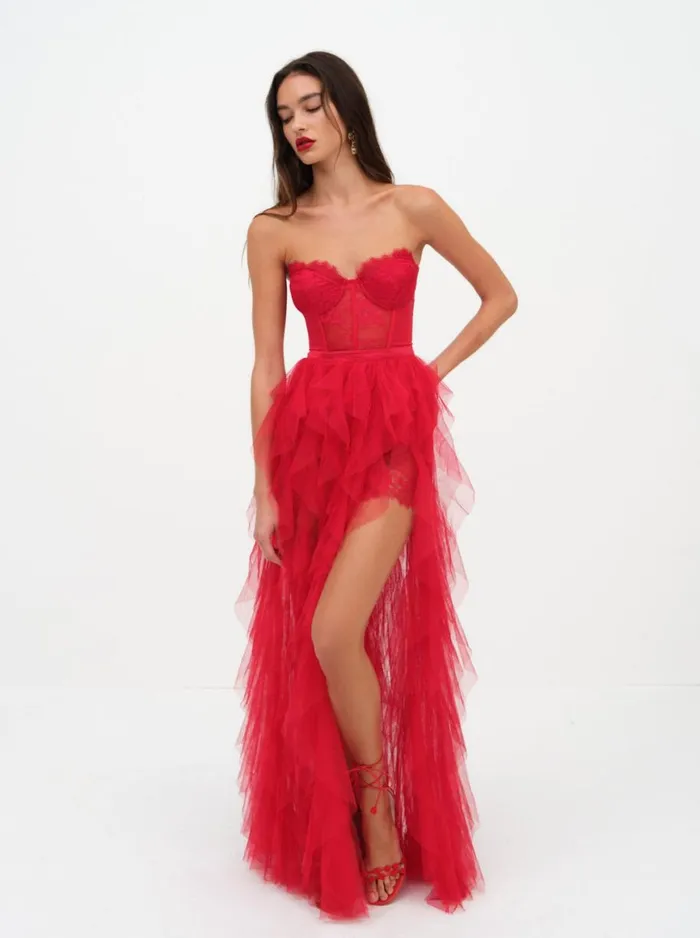 Women Dresses For Love and Lemons Bustier Gown Red