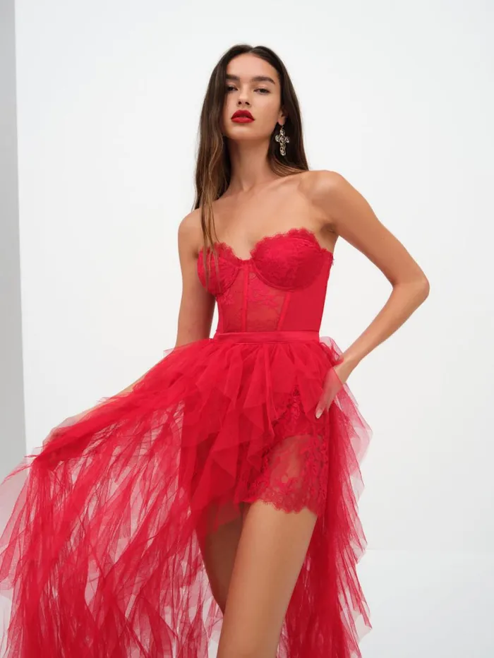 Women Dresses For Love and Lemons Bustier Gown Red Women Dresses For Love and Lemons Bustier Gown Red