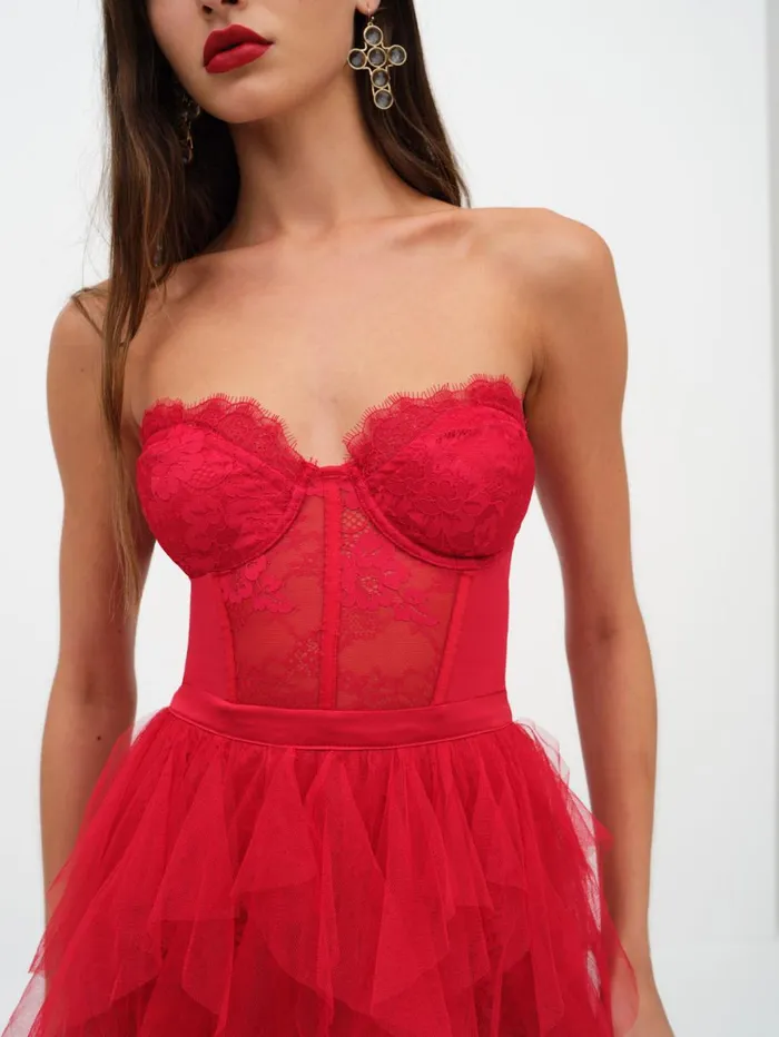 Women Dresses For Love and Lemons Bustier Gown Red Women Dresses For Love and Lemons Bustier Gown Red