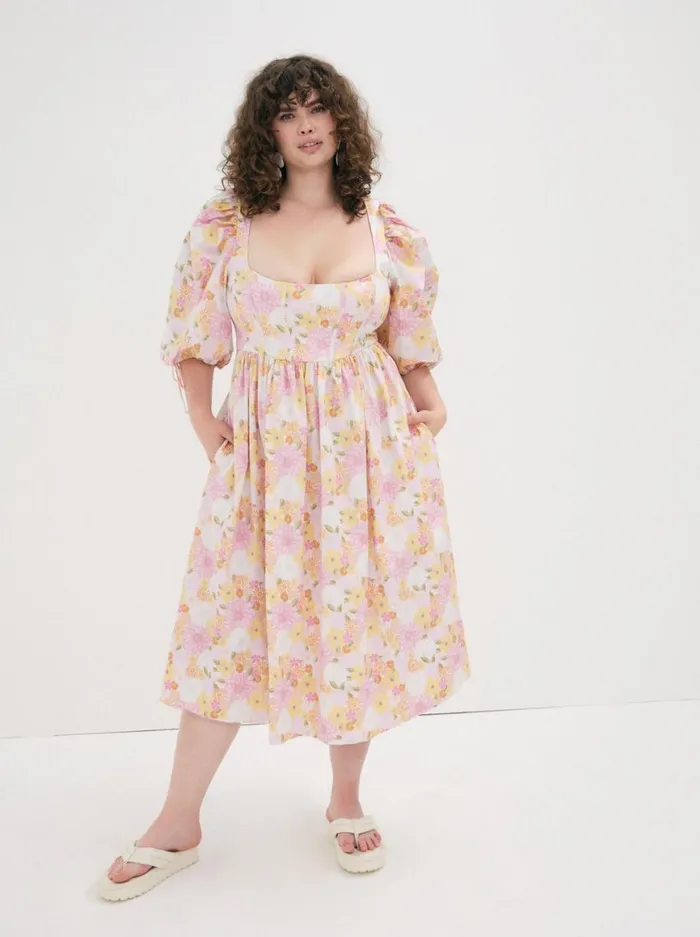 Women Dresses For Love and Lemons Carrie Midi Dress Pink Women Dresses For Love and Lemons Carrie Midi Dress Pink