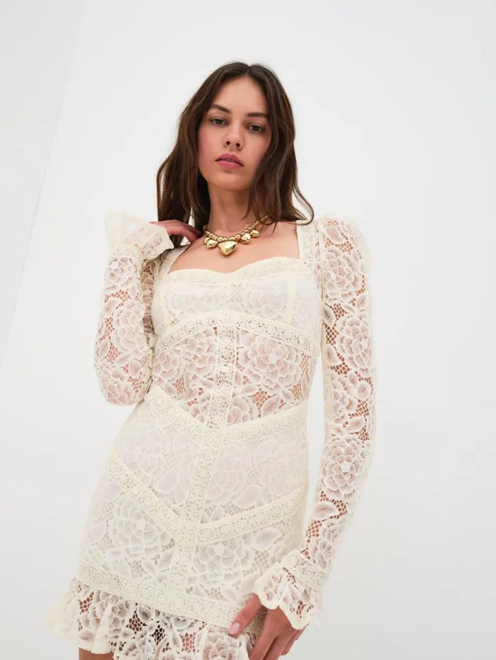 Women Dresses For Love and Lemons Cleo Mini Dress Ivory