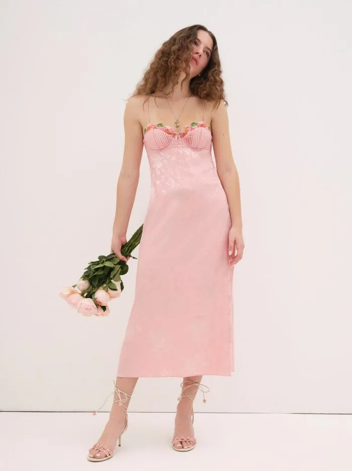 Women Dresses For Love and Lemons Lola Midi Slip Dress Pink