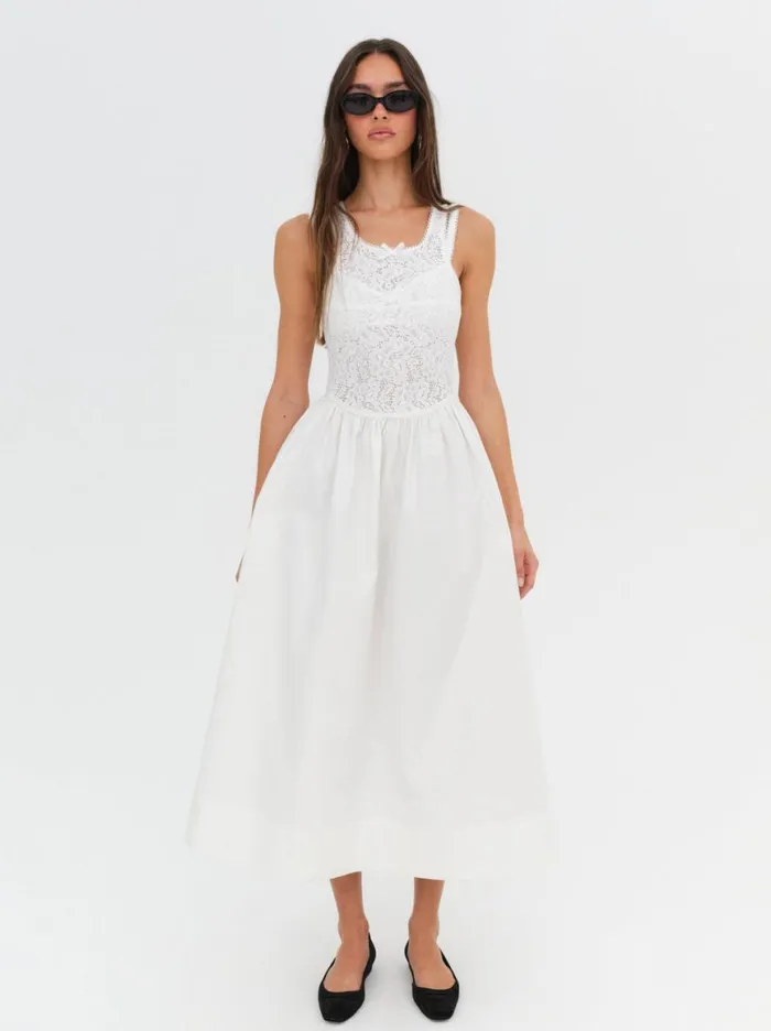 Women Dresses For Love and Lemons Mandy Midi Dress White