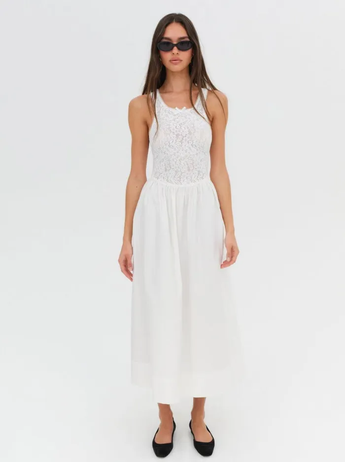 Women Dresses For Love and Lemons Mandy Midi Dress White Women Dresses For Love and Lemons Mandy Midi Dress White