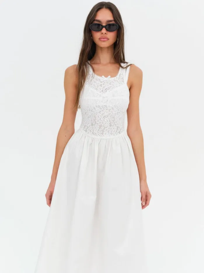Women Dresses For Love and Lemons Mandy Midi Dress White Women Dresses For Love and Lemons Mandy Midi Dress White