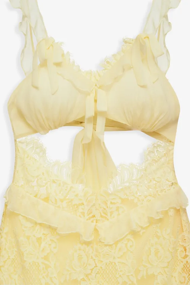 Women Dresses For Love and Lemons Milena Lace Maxi Dress Yellow