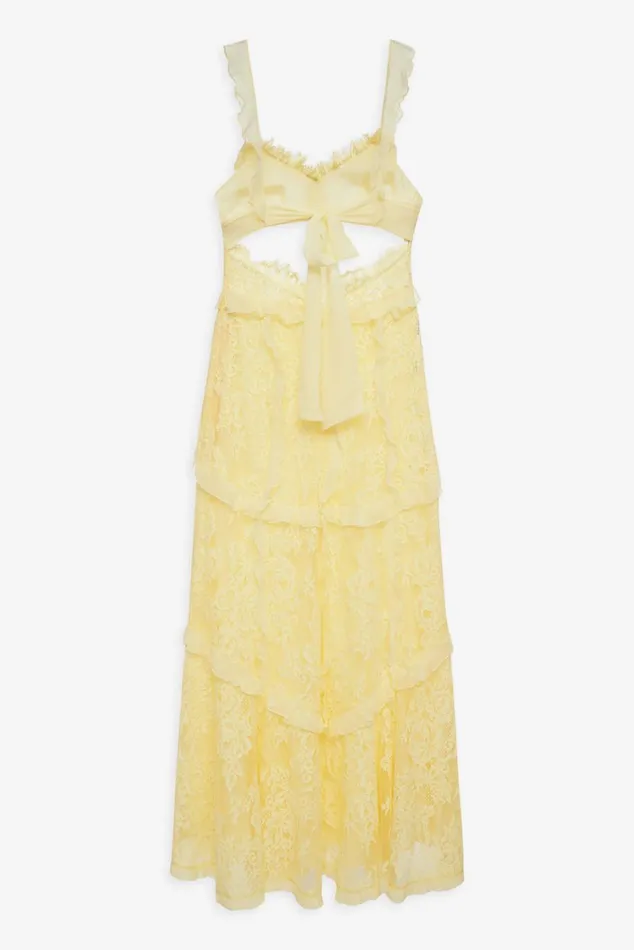 Women Dresses For Love and Lemons Milena Lace Maxi Dress Yellow