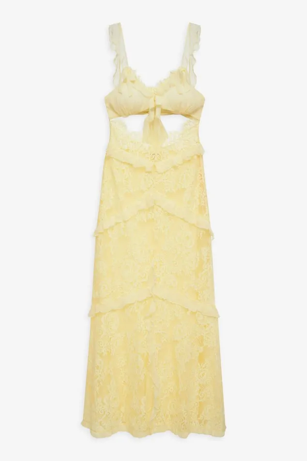Women Dresses For Love and Lemons Milena Lace Maxi Dress Yellow