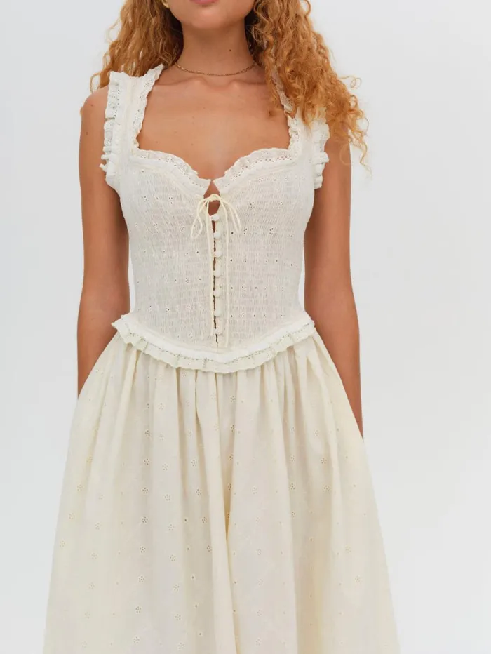 Women Dresses For Love and Lemons Morgan Midi Dress Beige Women Dresses For Love and Lemons Morgan Midi Dress Beige