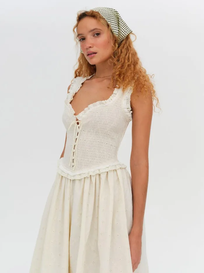 Women Dresses For Love and Lemons Morgan Midi Dress Beige Women Dresses For Love and Lemons Morgan Midi Dress Beige