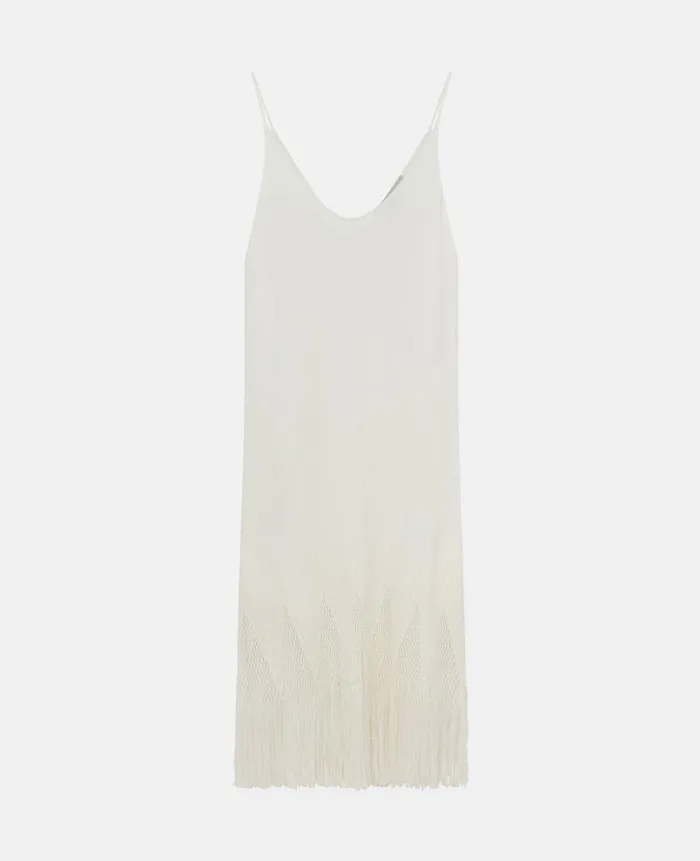 Women Dresses Stella McCartney OpenKnit Fringe Midi Dress Cream