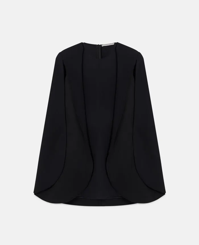 Women Dresses Stella McCartney Round Neck Cape Mini Dress Pitch Black