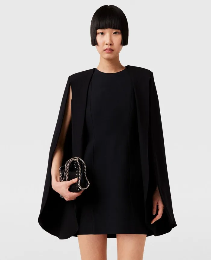 Women Dresses Stella McCartney Round Neck Cape Mini Dress Pitch Black