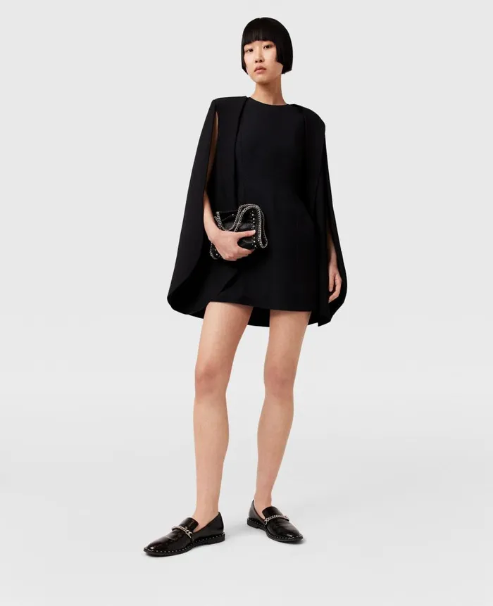 Women Dresses Stella McCartney Round Neck Cape Mini Dress Pitch Black