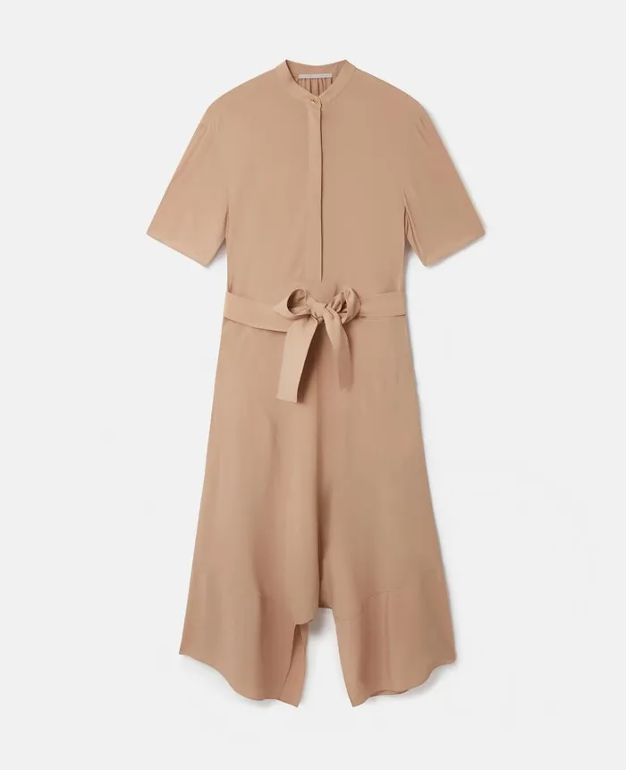 Women Dresses Stella McCartney Silk Crpe De Chine Shirt Dress Light Camel