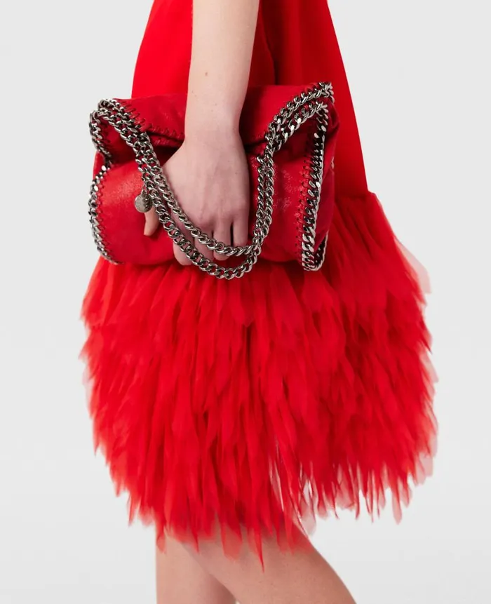 Women Dresses Stella McCartney Sleeveless Feather Midi Dress Lipstick Red