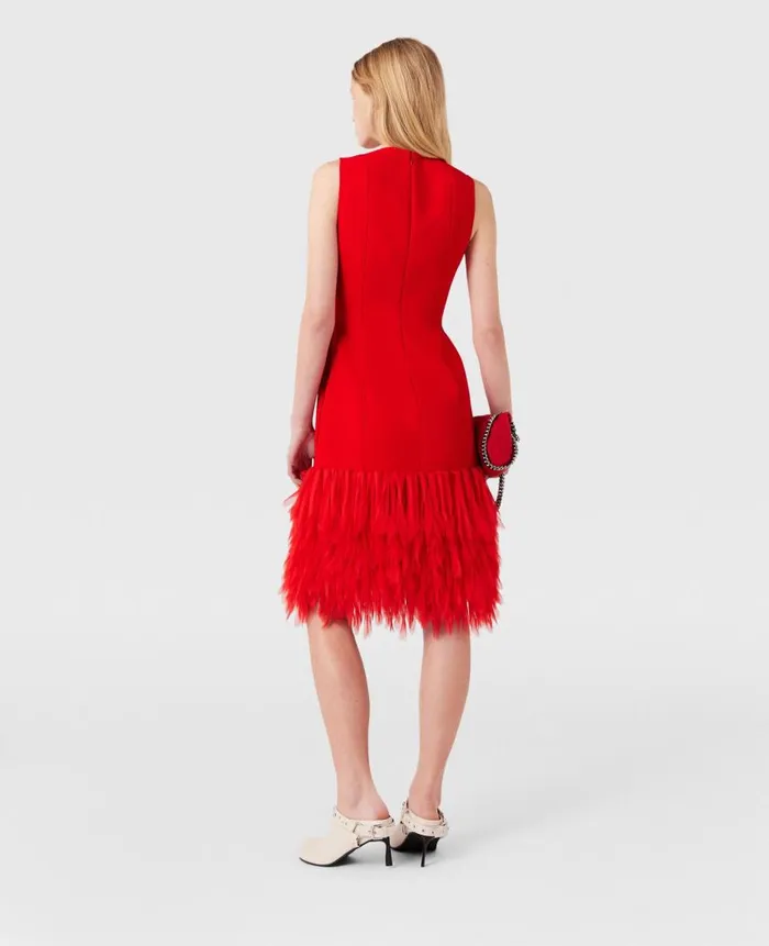 Women Dresses Stella McCartney Sleeveless Feather Midi Dress Lipstick Red