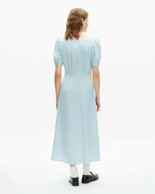 Women Dresses The Kooples Blue Jacquard PolkaDot Maxi Dress Baby Blue