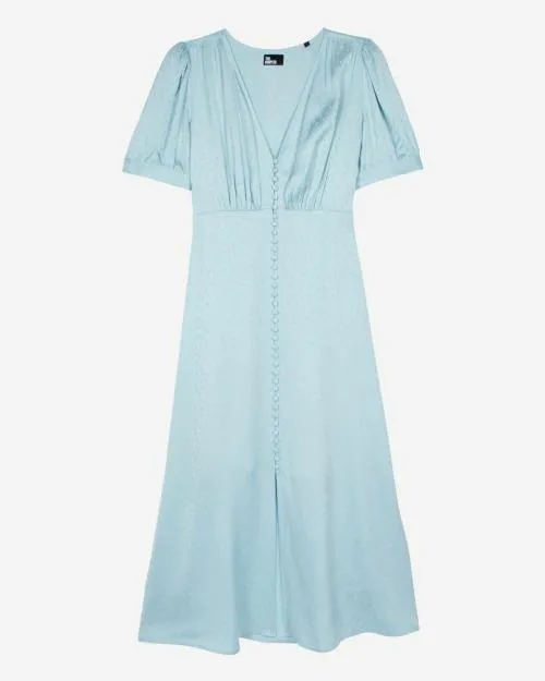 Women Dresses The Kooples Blue Jacquard PolkaDot Maxi Dress Baby Blue