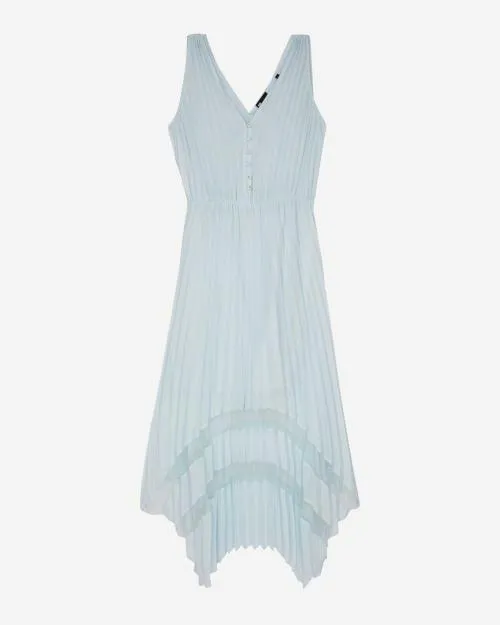 Women Dresses The Kooples Light Blue Plumetis Long Pleated Dress Baby Blue