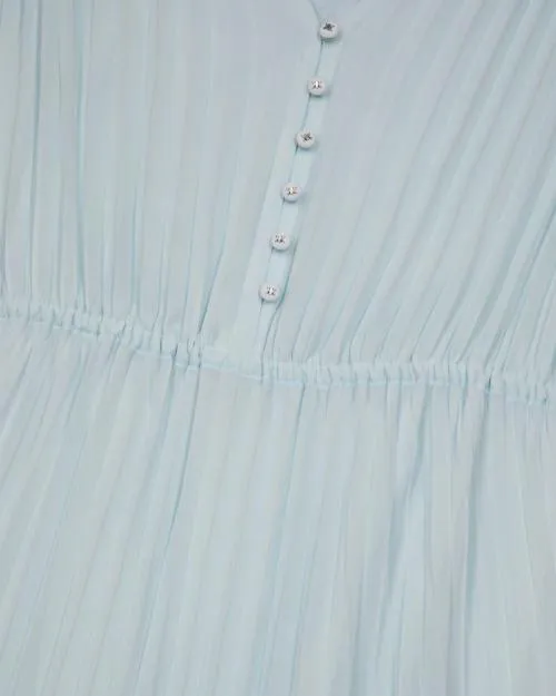 Women Dresses The Kooples Light Blue Plumetis Long Pleated Dress Baby Blue
