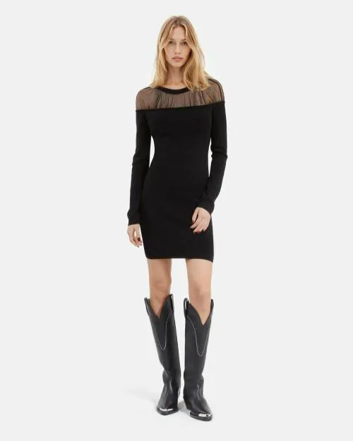 Women Dresses The Kooples Short Black Gathered Dress Black