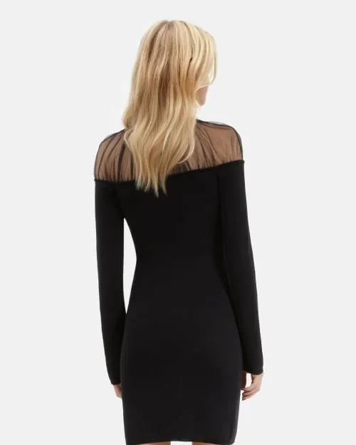 Women Dresses The Kooples Short Black Gathered Dress Black