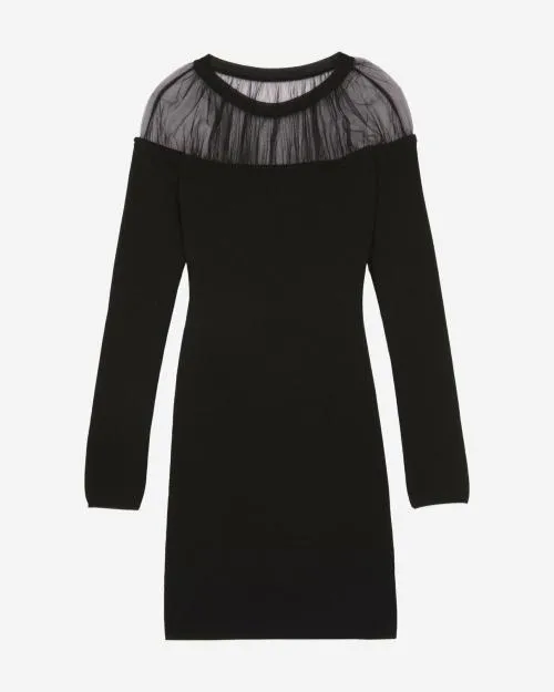 Women Dresses The Kooples Short Black Gathered Dress Black