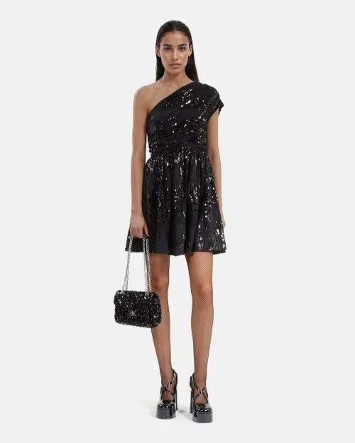 Women Dresses The Kooples Short Black Sequin Dress Black