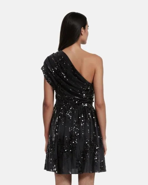 Women Dresses The Kooples Short Black Sequin Dress Black