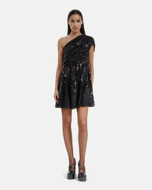 Women Dresses The Kooples Short Black Sequin Dress Black