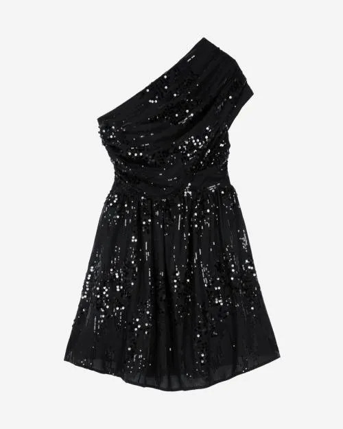 Women Dresses The Kooples Short Black Sequin Dress Black