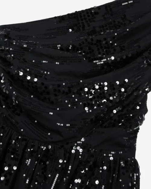 Women Dresses The Kooples Short Black Sequin Dress Black