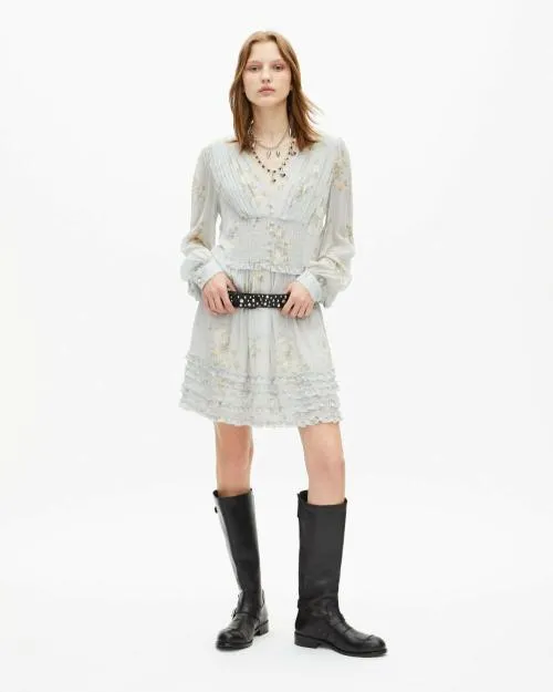 Women Dresses The Kooples Short Blue Printed Dress Blue