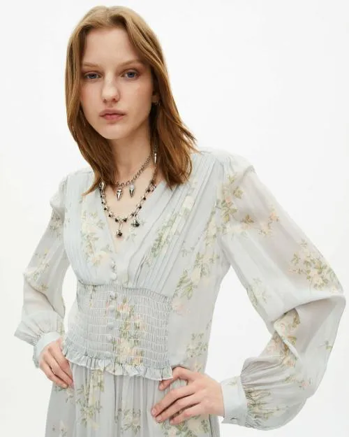 Women Dresses The Kooples Short Blue Printed Dress Blue