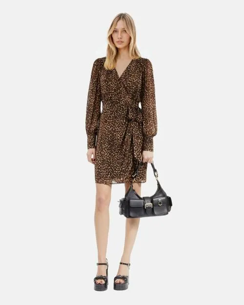 Women Dresses The Kooples Short Leopard Print Wrap Dress Leopard