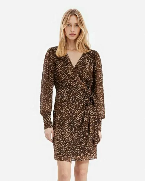 Women Dresses The Kooples Short Leopard Print Wrap Dress Leopard
