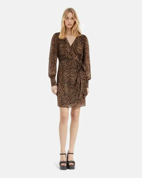 Women Dresses The Kooples Short Leopard Print Wrap Dress Leopard