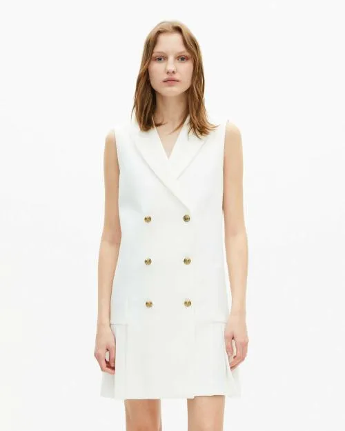 Women Dresses The Kooples Short Tailored Ecru Dress White