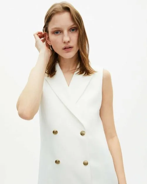 Women Dresses The Kooples Short Tailored Ecru Dress White